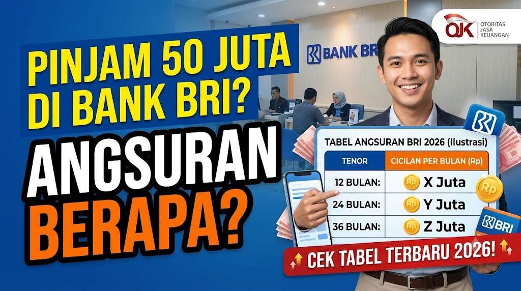 Pinjam Uang 50 Juta di Bank BRI Angsuran Berapa? Cek Tabel Terbaru 2026