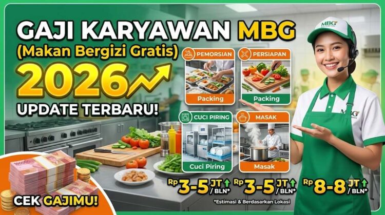 Gaji Karyawan MBG 2026 Bagian Pemorsian, Persiapan, Packing, Cuci Piring, dan Masak